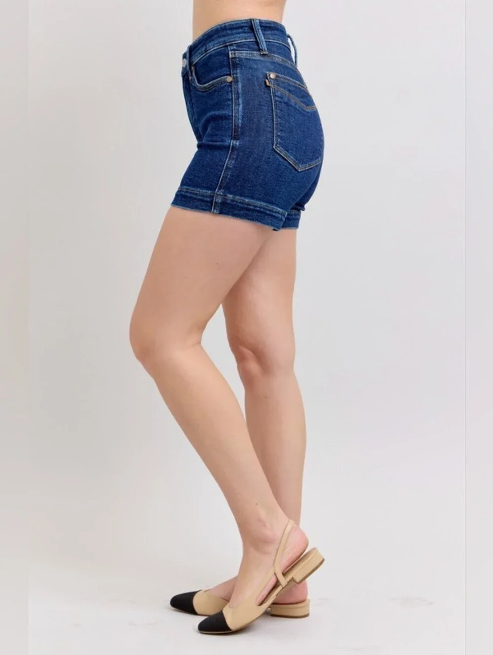 Judy Blue HR Dark Wash Tummy Control Denim Shorts Envelope Pocket Various NEW